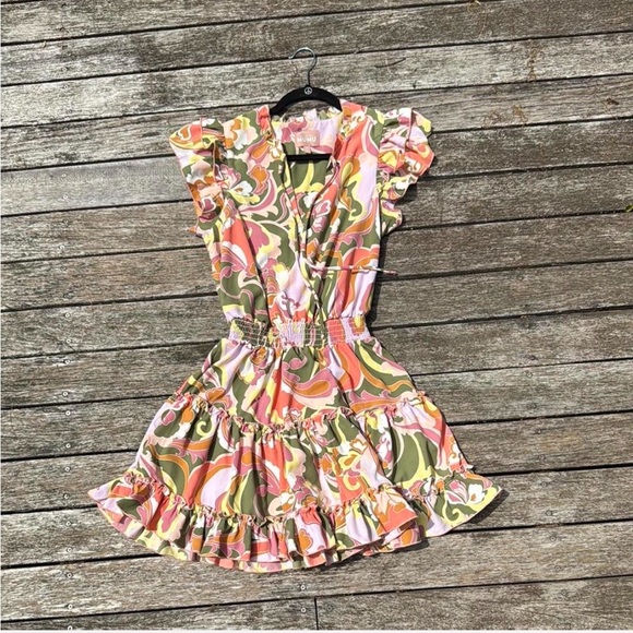 Show Me Your MuMu Multicolor Ruffle Sleeve Dress - Picture 1 of 5